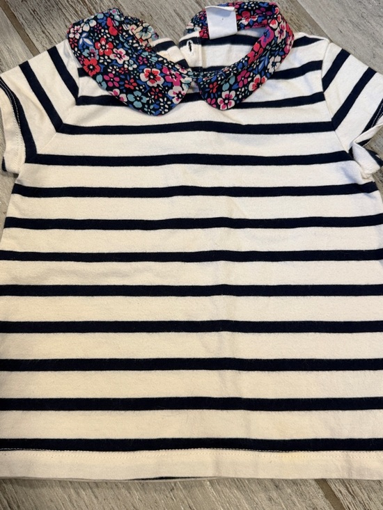GAP Other - Gap Girls Navy & White Striped Top with Floral Peter Pan Collar 2T
